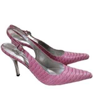 Steve Madden Pink Leather Slingback Pointed Toe Stiletto Heel Shoes 7B